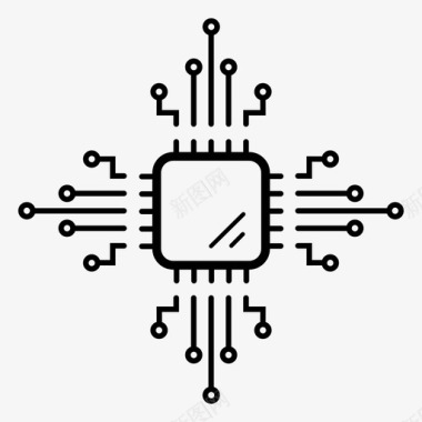 微处理器芯片电路图标图标