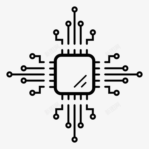 微处理器芯片电路图标svg_新图网 https://ixintu.com 处理 微处理器 数据 电路 芯片