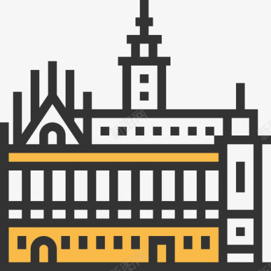 米德尔堡市政厅地标13黄色阴影图标图标