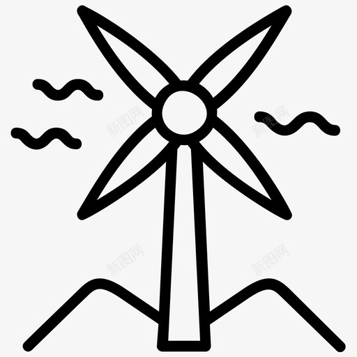 风力涡轮机风力发电机风力发电图标svg_新图网 https://ixintu.com 能源线图标 风力发电 风力发电机 风力涡轮机 风车