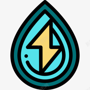 水能可再生能源10线性颜色图标图标