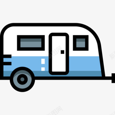 旅行车旅行2线性颜色图标图标