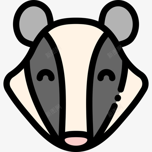 獾动物30线形颜色图标svg_新图网 https://ixintu.com 动物30 獾 线形颜色