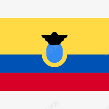 厄瓜多尔长方形国家简单旗图标图标