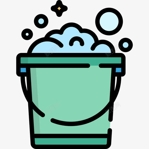 水桶清洁5线性颜色图标svg_新图网 https://ixintu.com 水桶 清洁5 线性颜色