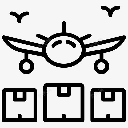 空运国际货运集装箱线图标svg_新图网 https://ixintu.com 国际货运 空运 集装箱线图标
