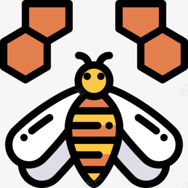 蜜蜂农业31线形颜色图标图标