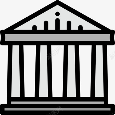 帕台农神庙古希腊3线性颜色图标图标