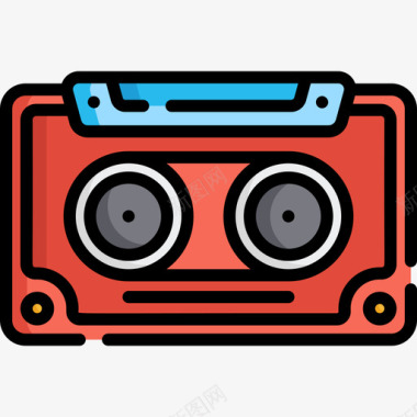 盒式磁带音乐音效6线性彩色图标图标