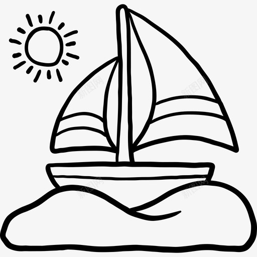 帆船夏季2黑色图标svg_新图网 https://ixintu.com 夏季2 帆船 黑色