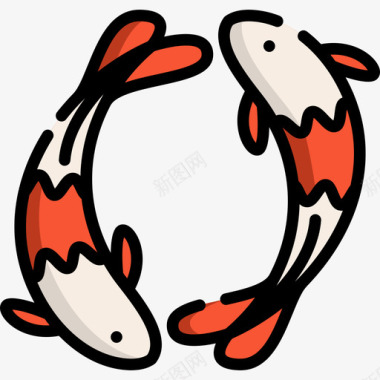 锦鲤日本14线形颜色图标图标