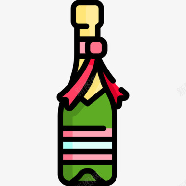 香槟单身女子线性颜色图标图标