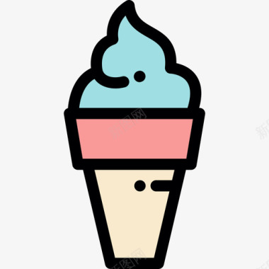 冰淇淋婴儿淋浴3线性颜色图标图标