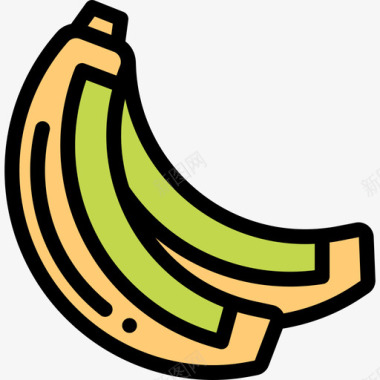 香蕉健康生活方式10线性颜色图标图标