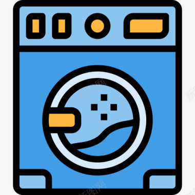 洗衣机酒店服务14线性颜色图标图标