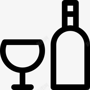 葡萄酒饮料4线性图标图标