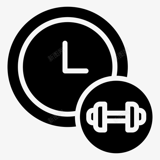 时间时钟哑铃图标svg_新图网 https://ixintu.com 健身 哑铃 时钟 时间 锻炼