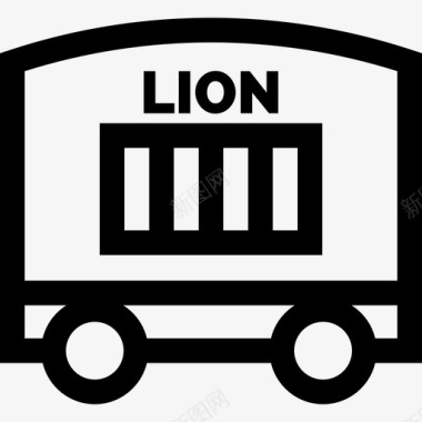 狮子马车马戏团32直线型图标图标