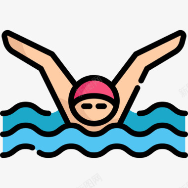 游泳水上锦标赛线颜色图标图标