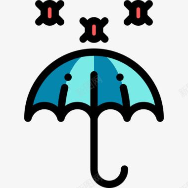 雨伞网络犯罪5直线颜色图标图标