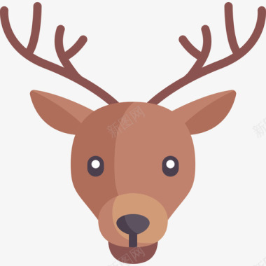 鹿动物和自然平坦图标图标