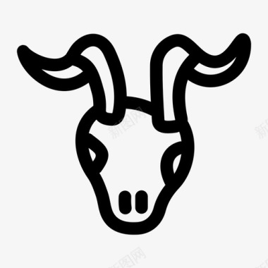 公羊头骨动物角图标图标