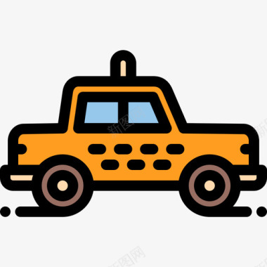 出租车城市元素15线性颜色图标图标