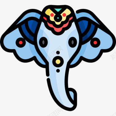 大象波西米亚风格5线性颜色图标图标