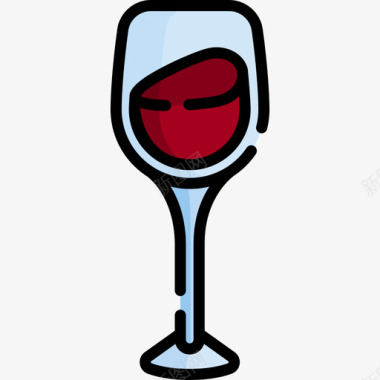 葡萄酒单身女子线性颜色图标图标