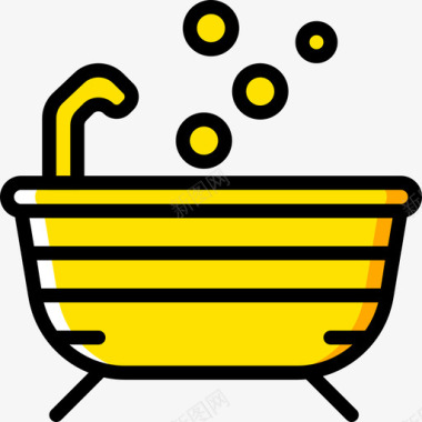 浴缸水疗瑜伽黄色图标图标