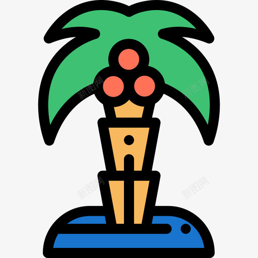 巴西棕榈树线形颜色图标svg_新图网 https://ixintu.com 巴西棕榈树 线形颜色