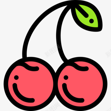 樱桃糖果和糖果线性颜色图标图标