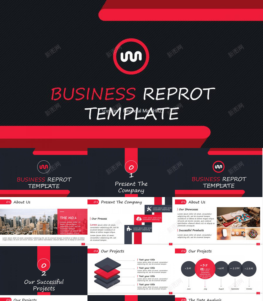 黑红简约大气商务报告PPT模板_新图网 https://ixintu.com 商务 大气 报告 简约 黑红