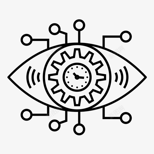 机器人眼电路时钟图标svg_新图网 https://ixintu.com 人工智能图标集 时钟 机器人眼 电路