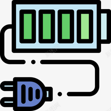 电池无人机4线性颜色图标图标
