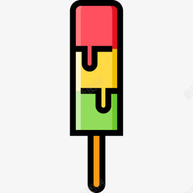 冰棒夏季食品饮料4线性颜色图标图标