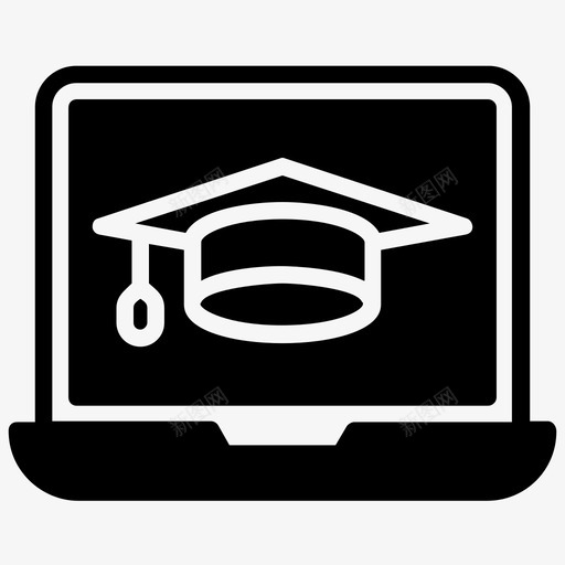 在线毕业远程学习在线学习图标svg_新图网 https://ixintu.com 在线学习 在线学习字形图标 在线学位 在线毕业 笔记本电脑 远程学习