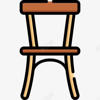 椅子复古装饰4线性颜色图标图标