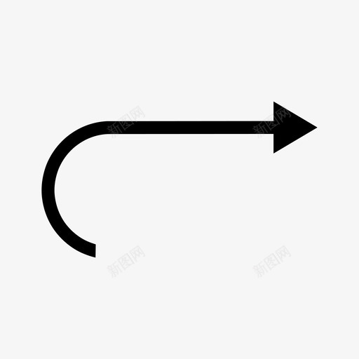 下一个箭头曲线图标svg_新图网 https://ixintu.com 下一个 向前 实心细箭头 曲线 符号 箭头