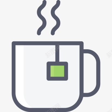 茶饮料和饮料4线性颜色图标图标