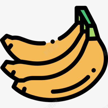 香蕉水果和蔬菜6线形颜色图标图标