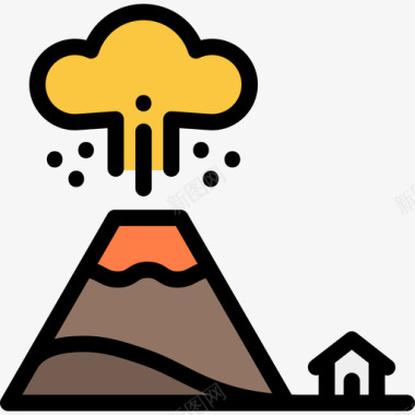 火山自然灾害8线性颜色图标图标
