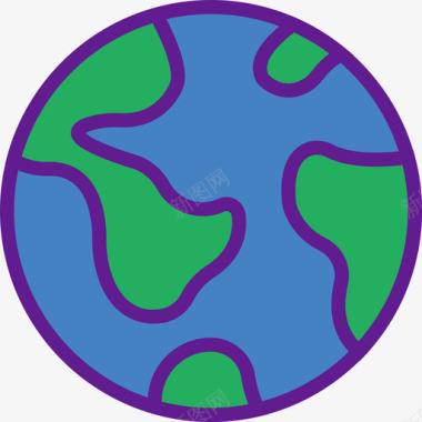 行星地球要素9线性颜色图标图标
