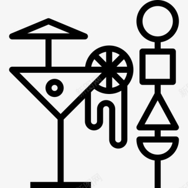 鸡尾酒餐厅服务直系图标图标