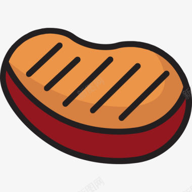 肉烤肉架线性颜色图标图标