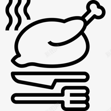 烤鸡餐厅服务直系图标图标