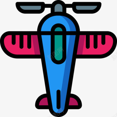 飞机玩具12线性颜色图标图标