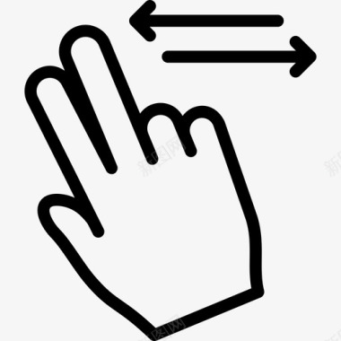 两个手指水平滚动触摸手势轮廓v2图标图标