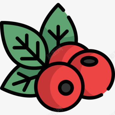 浆果感恩节19线形颜色图标图标