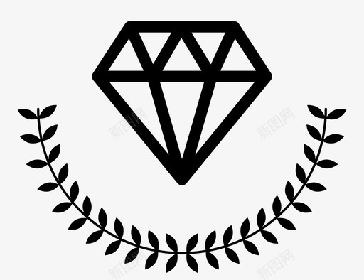 优质宝石认证钻石图标svg_新图网 https://ixintu.com 优质宝石 劳雷尔卓越 品质 奢华 认证 钻石